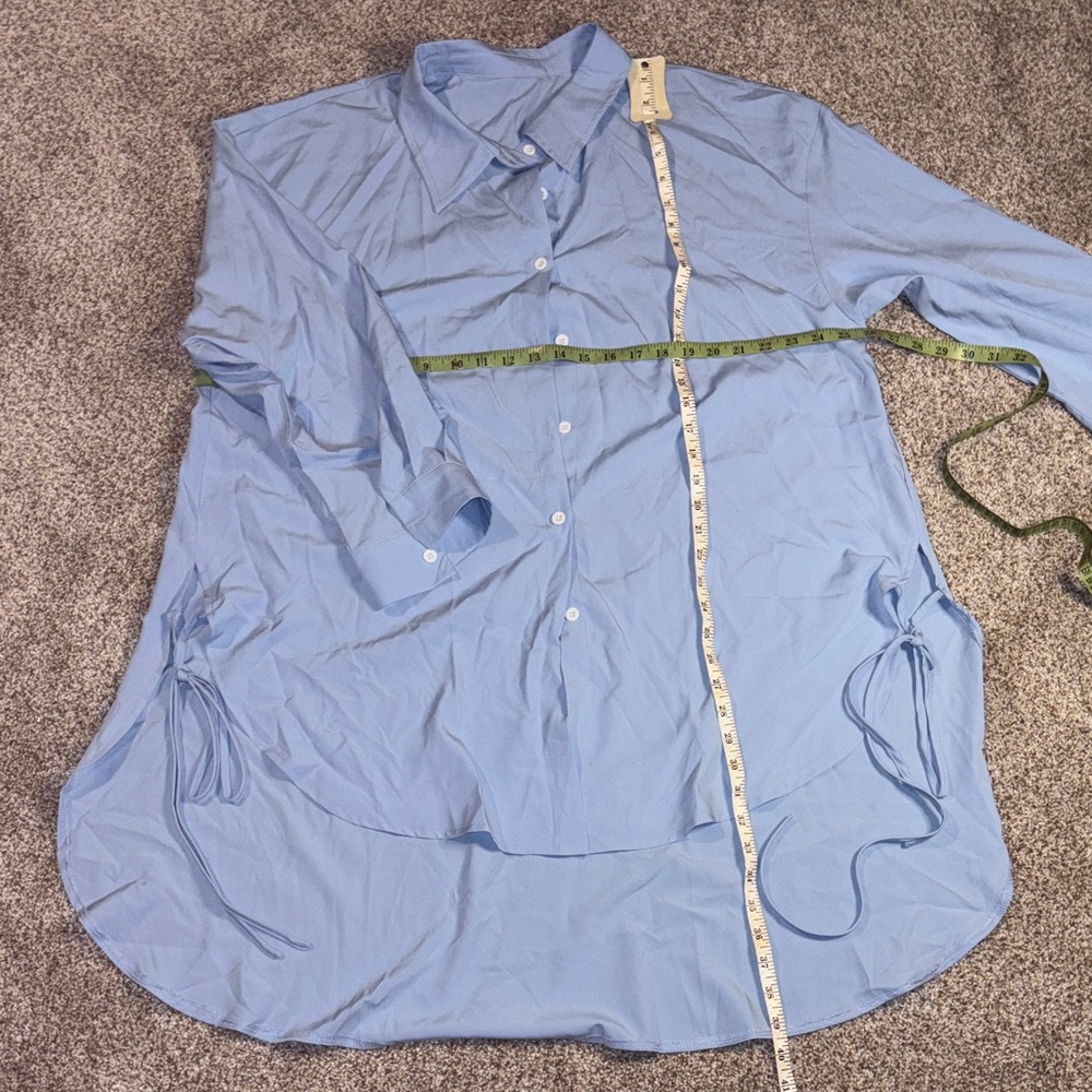 Light blue Hi low button up shirt ties sides New 2XL xxl